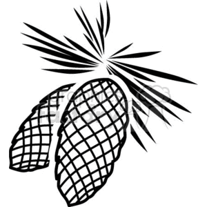 Black and white illustration of pinecones with pine needles, suitable for holiday and Christmas-themed signage.