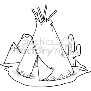 Black and white teepee and cactus