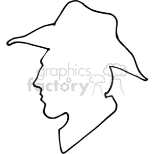 Silhouette of a man's profile wearing a cowboy hat.