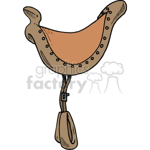 Illustration of a Brown Horse Saddle