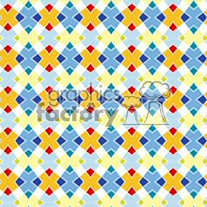 A colorful geometric pattern clipart featuring a repeating design of blue, yellow, red, and white shapes forming an X-like pattern.