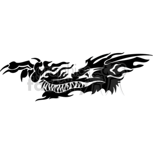 This image is a black and white clipart design of a stylized dragon. It appears to be a vector graphic, suitable for vinyl cutting or signage production due to its solid colors and clean lines, which are typical for vinyl-ready designs.