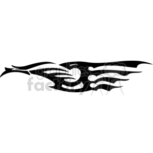 This clipart image features a stylized black silhouette of a dragon. It is designed in a tribal art style, which is characterized by its flowing lines and sharp angles. The design is likely intended to be used for tattoos, vinyl cutouts, or signage, and it appears to be optimized for vinyl cutters given its solid color and clean edges.