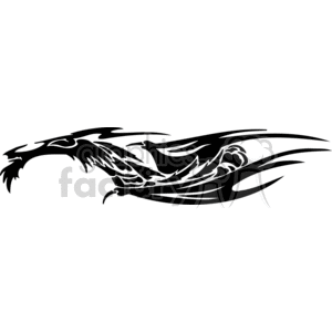 This image features a stylized dragon in a tribal tattoo design. It's a black and white, high-contrast graphic suitable for vinyl cutting and signage purposes.