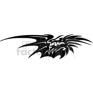 The image is a black-and-white clipart of a stylized dragon. The design is sharp and angular, suitable for vinyl cutting, tattoos, signage, and various art projects. The dragon appears aggressive with an open mouth, which might suggest a roaring posture. It is a monochrome vector-style illustration that can be easily adapted for vinyl cutters or used as a graphic element in various design contexts.