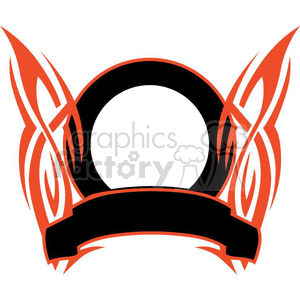 Tribal Emblem with Circular Center and Flame Patterns