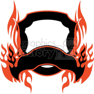 This clipart image features a black and orange frame with flames. The design has an empty central space that can be used for inserting text or images. The flames give it a dynamic and intense appearance.