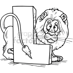 White letter L with lion