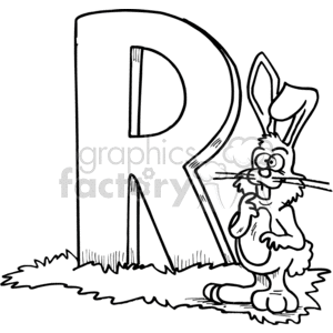 Black and white alphabet rabbit