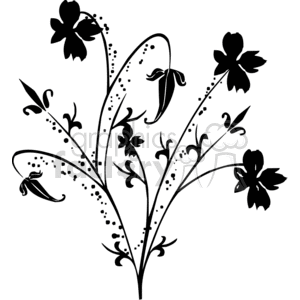 Wild Flower Silhouette for Tattoo and Vinyl Designs