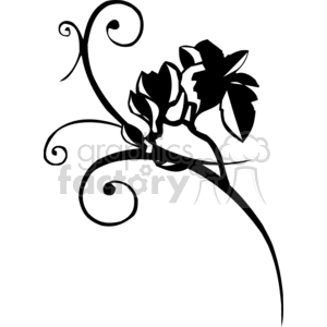 Elegant Floral Silhouette Design for Tattoos and Vinyl