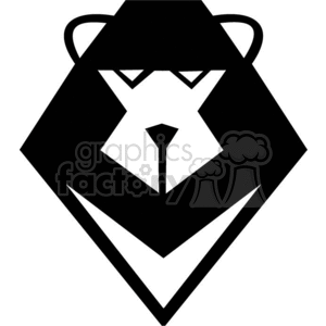 The clipart image features a stylized, geometric representation of a lion's face. The image is designed using black and white shapes, creating a modern, minimalistic look that emphasizes the lion's features, such as its eyes, nose, and mane, through simple forms.