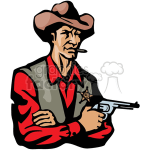 Western Cowboy Sheriff with Revolver