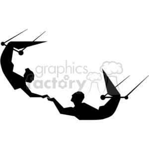 A clipart image of two trapeze artists swinging in mid-air, reaching towards each other for a hand-to-hand catch.