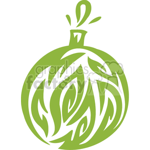 A green ornamental Christmas tree bauble design suitable for vinyl cutting, featuring abstract swirl patterns.