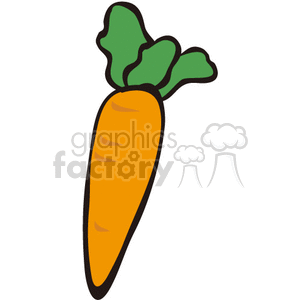 A simple clipart image of an orange carrot with green leaves.
