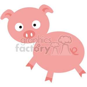 The clipart image depicts a simple cartoon image of a pink pig typical of what one might find on a farm.