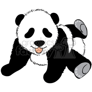 The clipart image shows a cute and friendly cartoon depiction of a baby panda, also known as a panda cub, with black and white markings characteristic of giant pandas from Asia.
