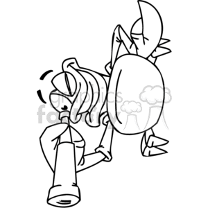 The clipart image features a cartoonish depiction of a crab looking through a spyglass sideways. The crab is standing upright, using one claw to hold the spyglass up to its eye. The overall scene is humorous as it portrays the crab engaging in a very human-like activity, giving it a whimsical and amusing quality.