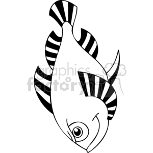 Funny Cartoon Fish - Whimsical Black and White