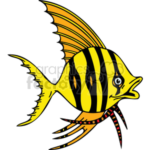 Cartoon fish in yellow orange red and black