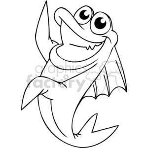 The clipart image shows a cartoonish, happy-looking fish with exaggerated features. It has two large, googly eyes, a wide grin with visible teeth, and fins. The fish appears to be in a joyful or funny pose, contributing to the humorous tone of the image.