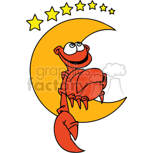 Funny Dreaming Crab on Crescent Moon