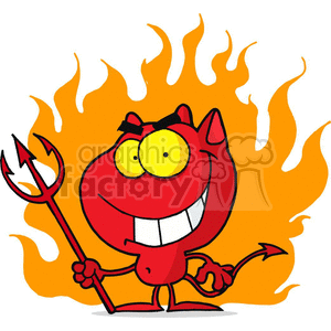 Halloween Devil in Front of Flames