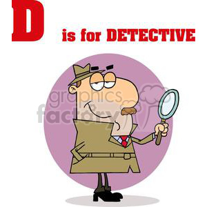 Funny Cartoon Detective with Magnifying Glass