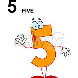 Funny Cartoon Number Five Character