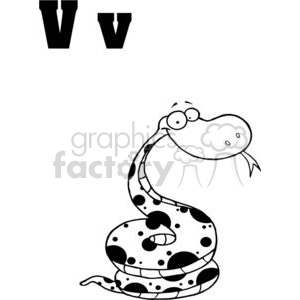 Funny Cartoon Viper Snake with Letter V