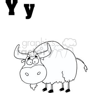 Funny Cartoon Yak with Alphabet Y