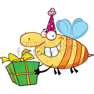 Cartoon Bee Carrying a Gift