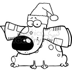 The image is a black and white line art drawing of an elephant wearing a Santa hat. It has large, round glasses, and a happy, open-mouthed expression.
