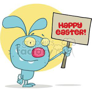 Silly Rabbit Holds A Happy Easter Sign