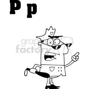 Cartoon Police Officer with Letter P