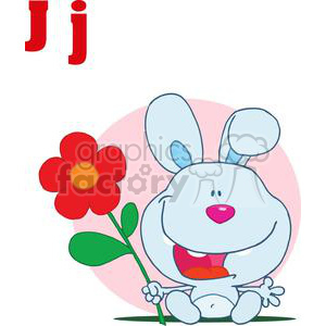 Funny Cartoon JackRabbit with Flower