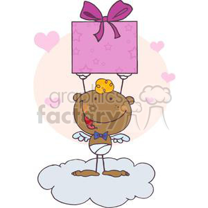 Stick African American Cupid with Gift