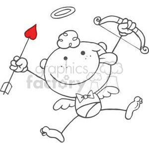 Stick Cupid with Bow and Arrow Flying 