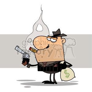   This is a clipart image of a cartoon character styled as a classic gangster or mobster. The character is depicted with a large, bulbous nose and a pronounced frown. He