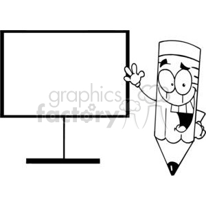 A Happy Pencil Shows His Hand On A Board
