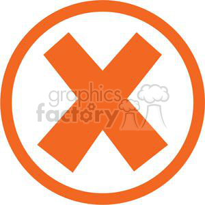 This clipart image displays a bold orange cross (X) inside an orange circle.
