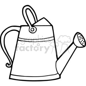 A black and white clipart image of a watering can, typically used for gardening and watering plants.