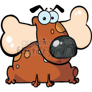 The clipart image depicts a comical, exaggerated cartoon dog. The dog has large, expressive eyes and oversized, droopy ears giving it a goofy appearance. It is brown with spots, and it has a big black nose. The dog's posture and facial expression suggest a playful or confused character.