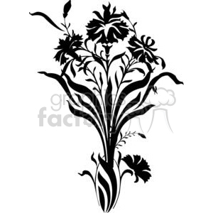 A black and white floral clipart design featuring stylized flowers and vines, ideal for vinyl cutting.