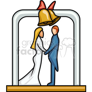 wedding couple under bells