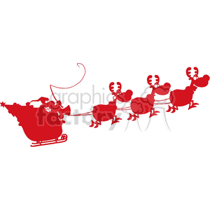 Cartoon-Santa-In-His-Sleigh-Flying-Red-Siluethe