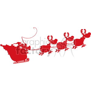 A humorous clipart image of Santa Claus in a sled pulled by funny reindeer, celebrating Christmas.