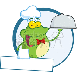 Cartoon Chef Frog with Serving Dome