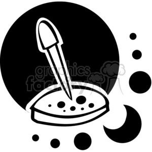 Black and white petri dish and dropper 